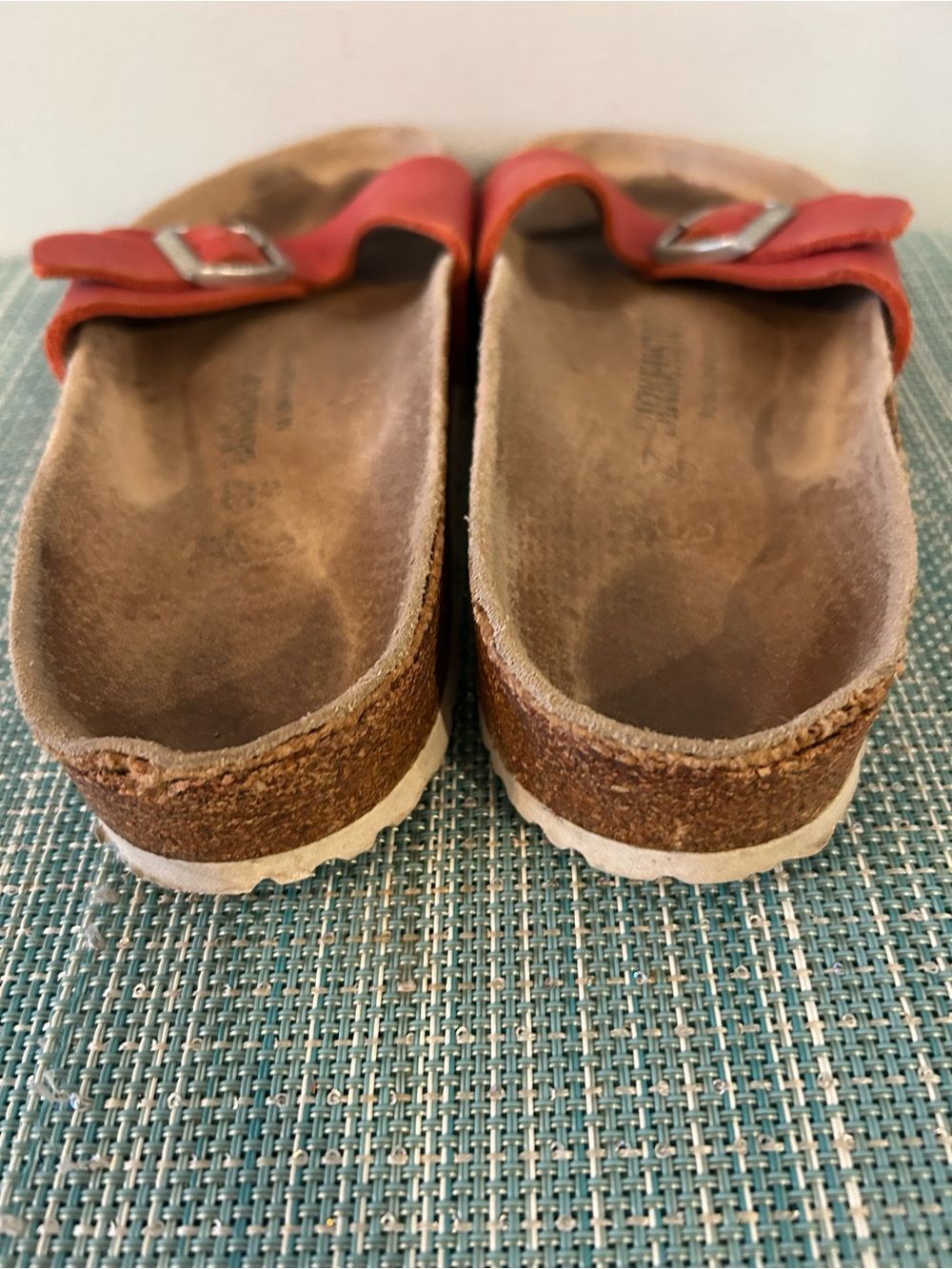 Birkenstock Red Textured One-Strap Suede Sandal - Size 37 - Picture 4 of 9